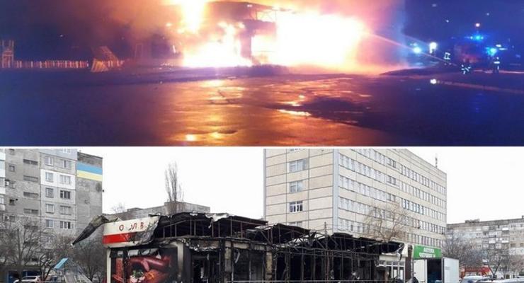 В Кропивницком сгорел торговый ряд из четырех магазинов