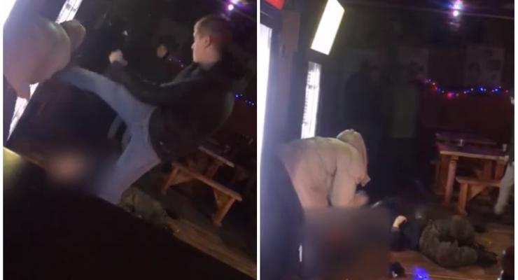 Массовая драка в российском баре попала на видео