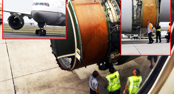В США самолет совершил посадку с "оголенным" двигателем