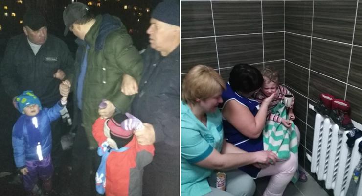 Под Киевом спасатели сняли с крыши больницы горе-отца с маленькими детьми