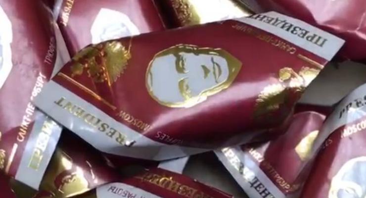 В России с портретом Путина продают конфеты с водкой