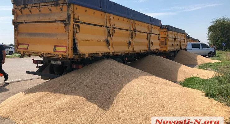 Психанул: фермер высыпал тонны зерна на дорогу из-за конфликта с Укртрансбезпекой