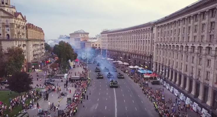 Репетицию парада в Киеве засняли с дрона