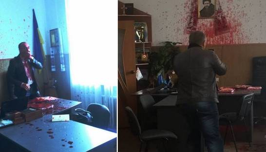 Под Винницей мэра города облили кровью за поставку гранита для Крымского моста