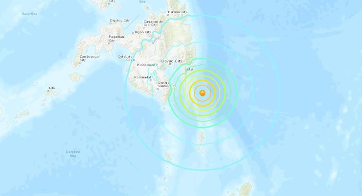 У побережья Филиппин произошло землетрясение магнитудой 7,2