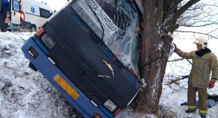 В Херсонской области автобус врезался в дерево, есть пострадавшие
