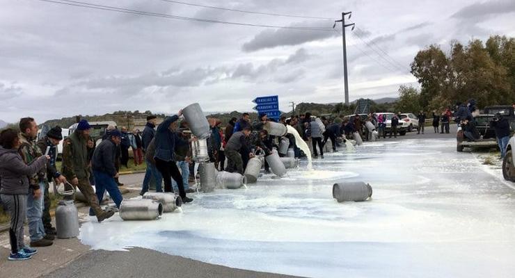 Итальянские фермеры в знак протеста вылили тонны молока