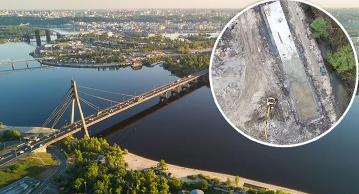 В Киеве застройщик заливает бетоном часть исторической речки Почайна