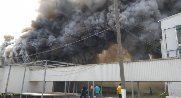 В Киевской области горит птицефабрика: огонь охватил 15 тысяч кв. м.