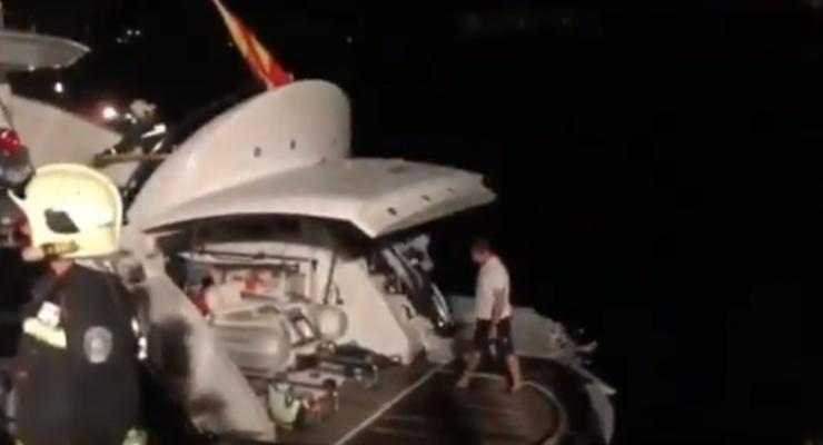 Появилось видео спасения Кличко с горящей яхты