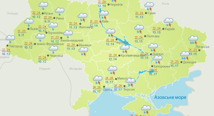 Украину продолжают сотрясать дожди и грозы