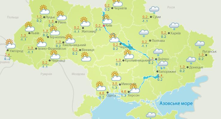 В первый день нового года в Украине ожидается мокрый снег