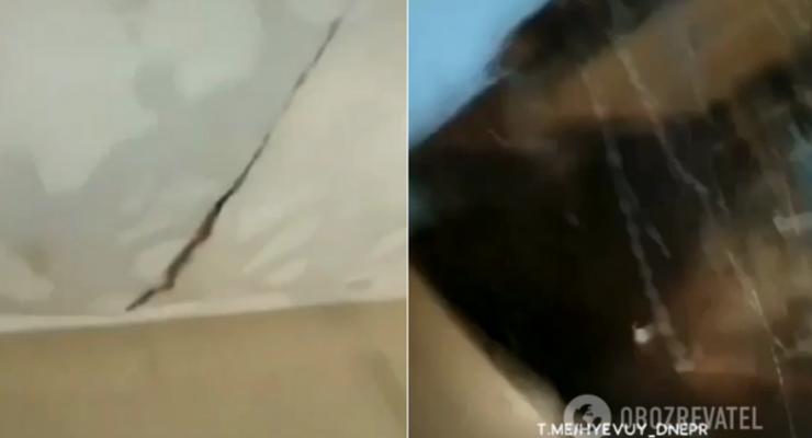 В общежитии Днепра потолок рухнул на студентов: видео ЧП