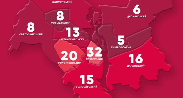 Кличко показал карту распространения вируса в Киеве