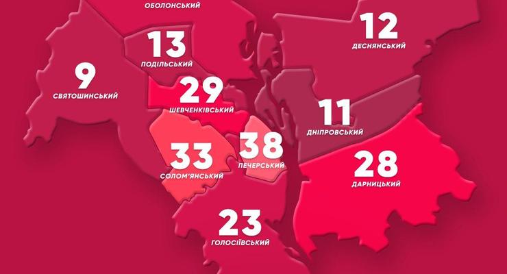 В Киеве зафиксировано 214 случаев COVID-19: Карта по районам