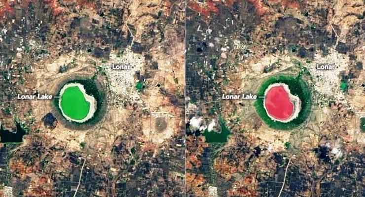 Озеро в Индии полностью поменяло цвет