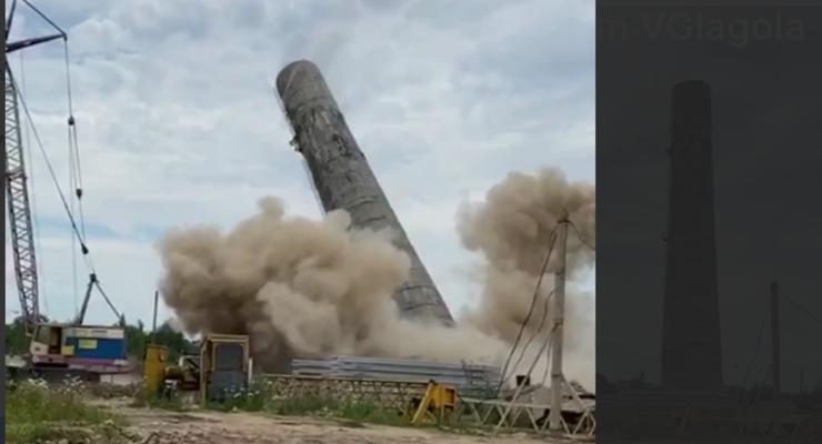 На западе Украины подорвали башню и сняли на видео, как она падает
