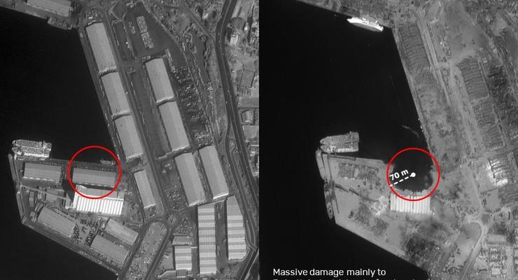 Последствия взрыва в Бейруте показали на спутниковых фото