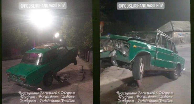 После ДТП под Киевом на фото показали зависшее в воздухе авто