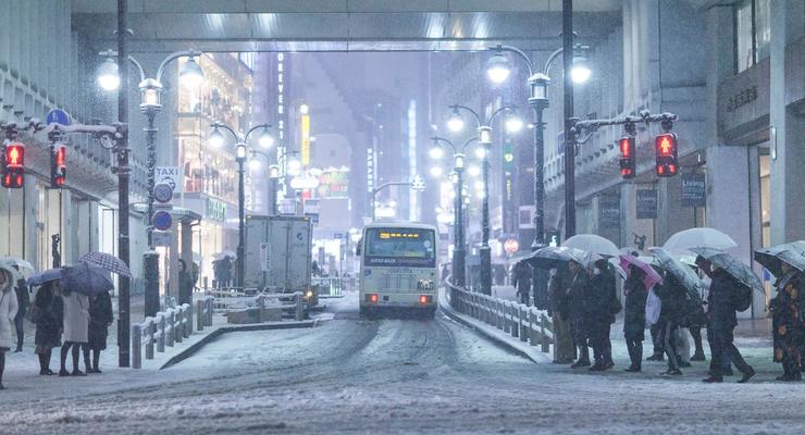 В Японии прошел снегопад, десятки пострадавших