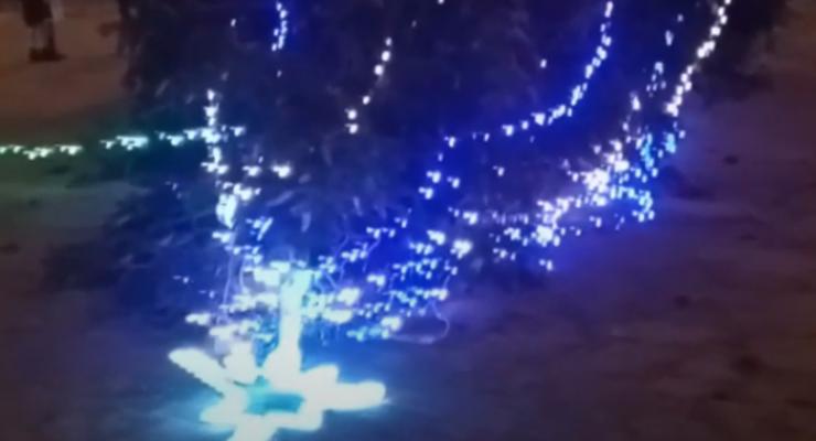 В Тернополе ветер повалил новогоднюю ель на бульваре: Показано видео