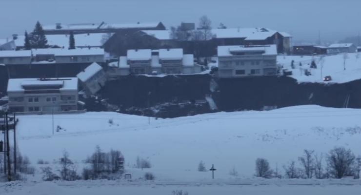 В Норвегии масштабный оползень разрушил часть города