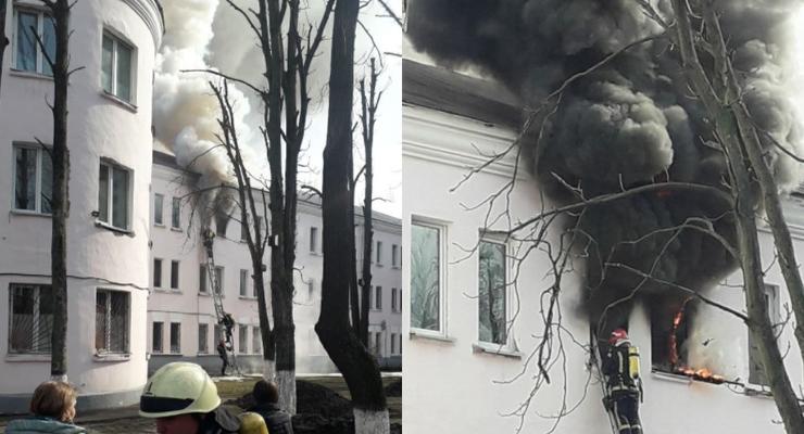 Людей спускали через окно: В киевском общежитии крупный пожар