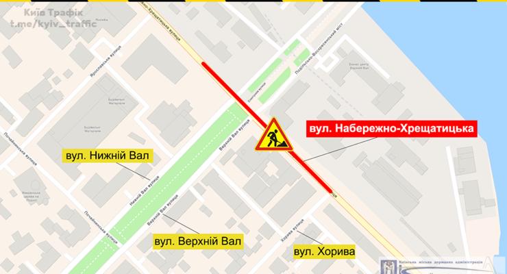 В Киеве с четверга ограничат движение на Набережно-Крещатицкой