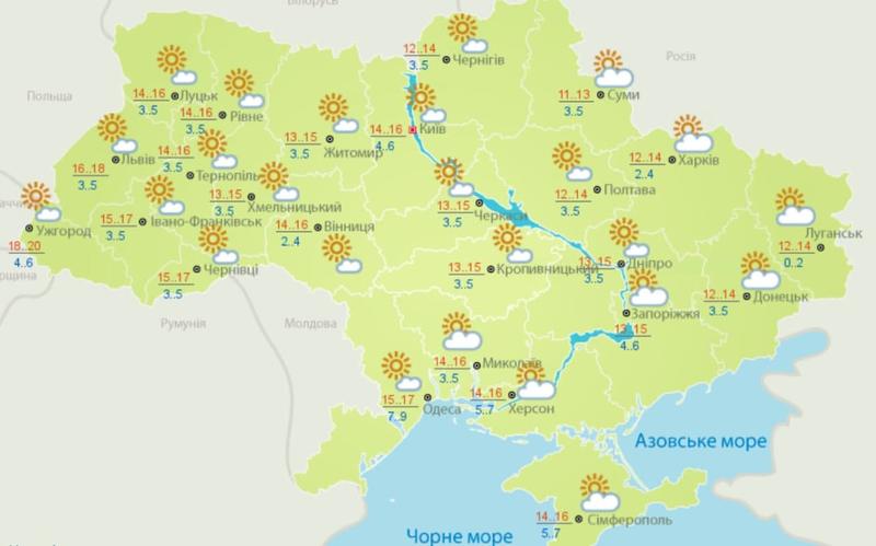 Погода 3 октября / Укргидрометцентр / Скриншот