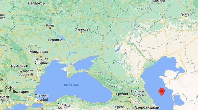 Ракеты рашистов пускались даже с Каспийского моря. / карта Google
