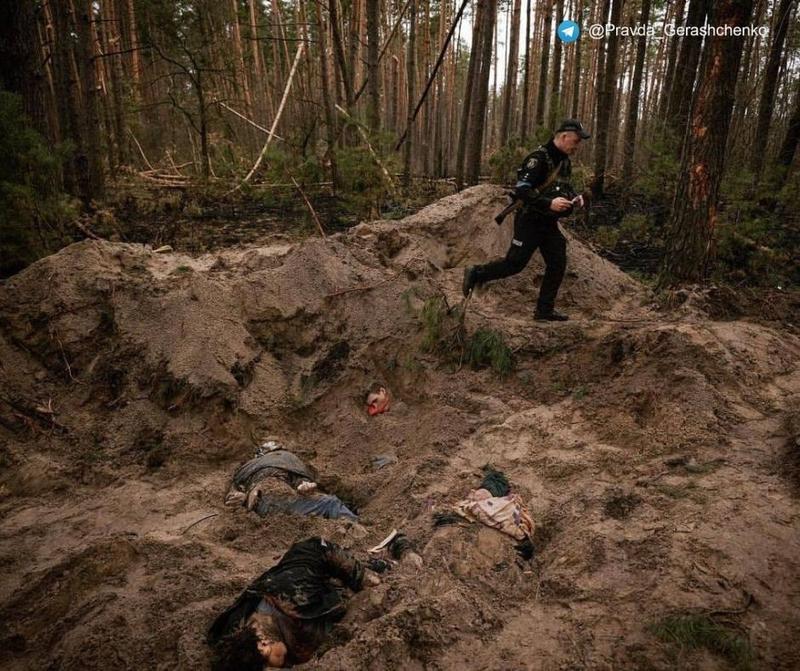 В Буче обнаружены три массовых захоронения. / Геращенко / Телеграм