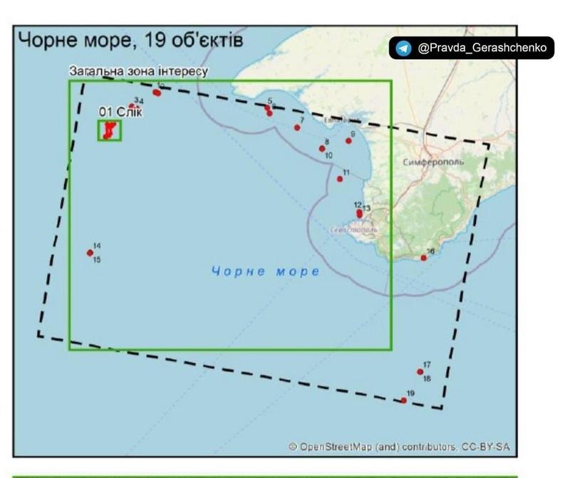 По данным Геращенко, это точные данные геолокации потопленного крейсера. / Геращенко / Телеграм