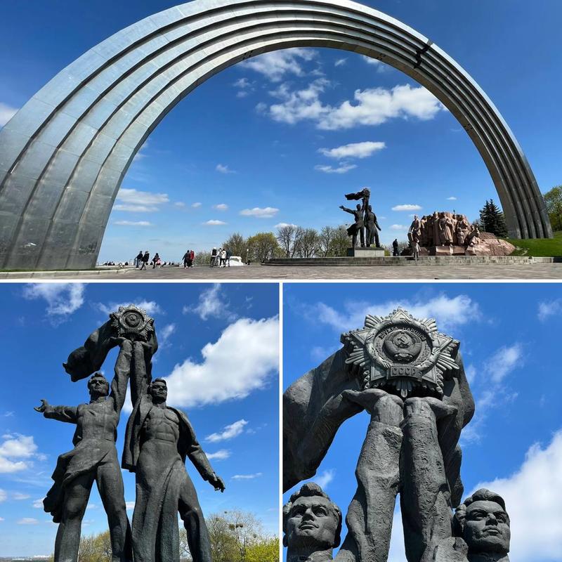 Памятник двум рабочим уберут из-под Арки. / t.me/vitaliy_klitschko