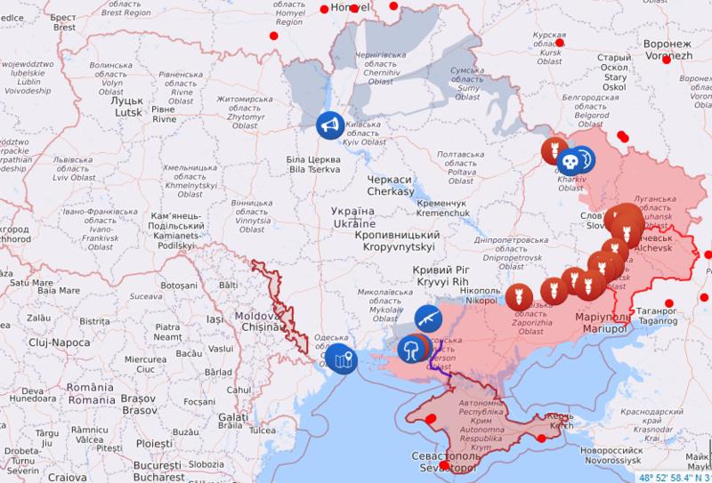 Карта боевых действий в Украине / скриншот
