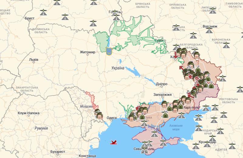 Карта боевых действий �� Украине 30.07.2022: где идут бои - Новостиbigmir)net