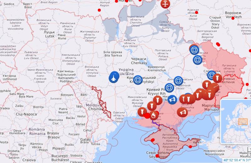 Карта боевых действий в Украине / скриншот