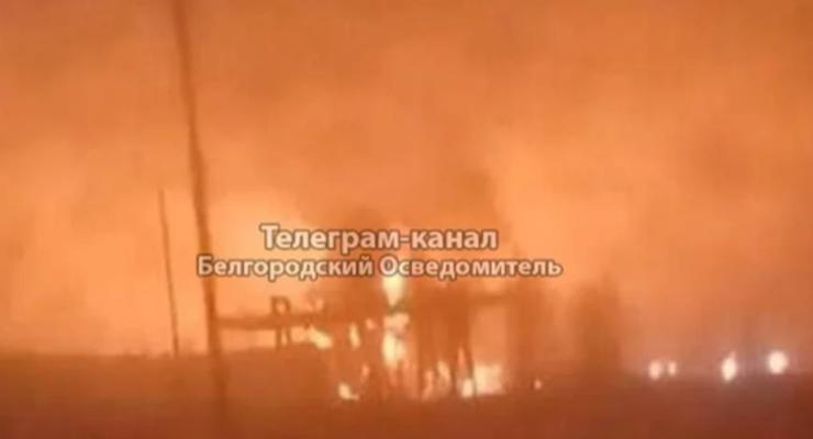 В Белгородской области РФ горит нефтебаза