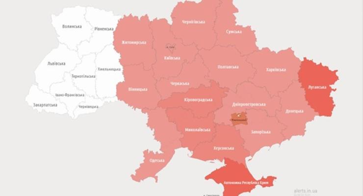 Воздушная тревога охватила большую часть Украины