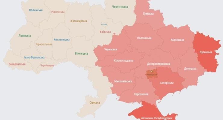 Воздушная тревога охватила десять областей на востоке Украины