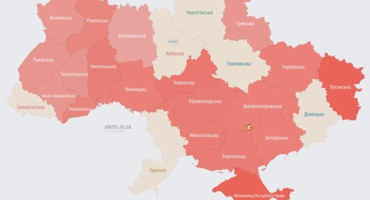 В большинстве областях Украины раздается сигнал тревоги
