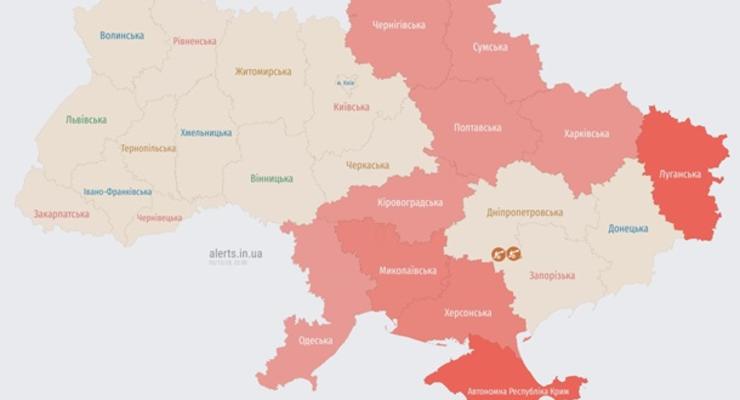 Воздушная тревога звучит в ряде областей Украины