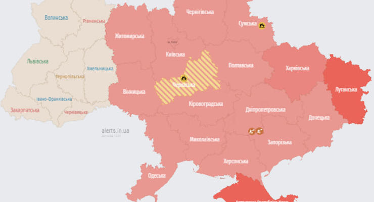 Зафиксированы пуски ракет: в большинстве областей Украины объявлена воздушная тревога
