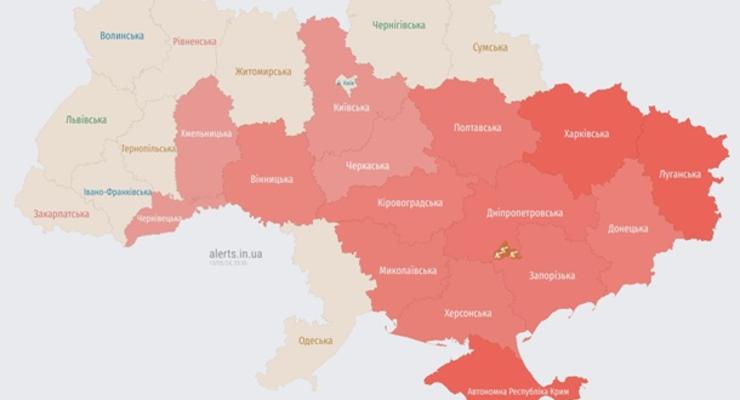 В большинстве областей Украины раздается сигнал тревоги
